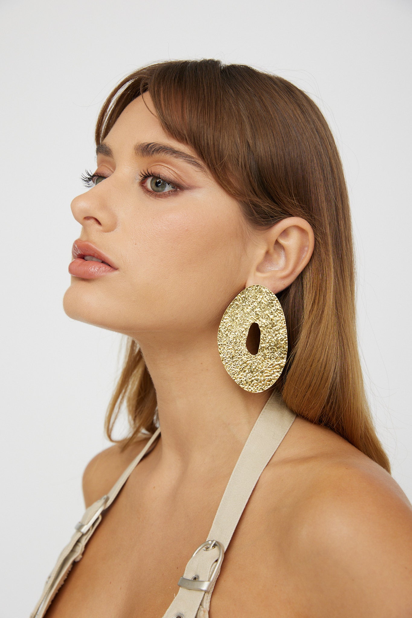 Eldorado Textured Disc Earrings Gold by Selfie Leslie Australia