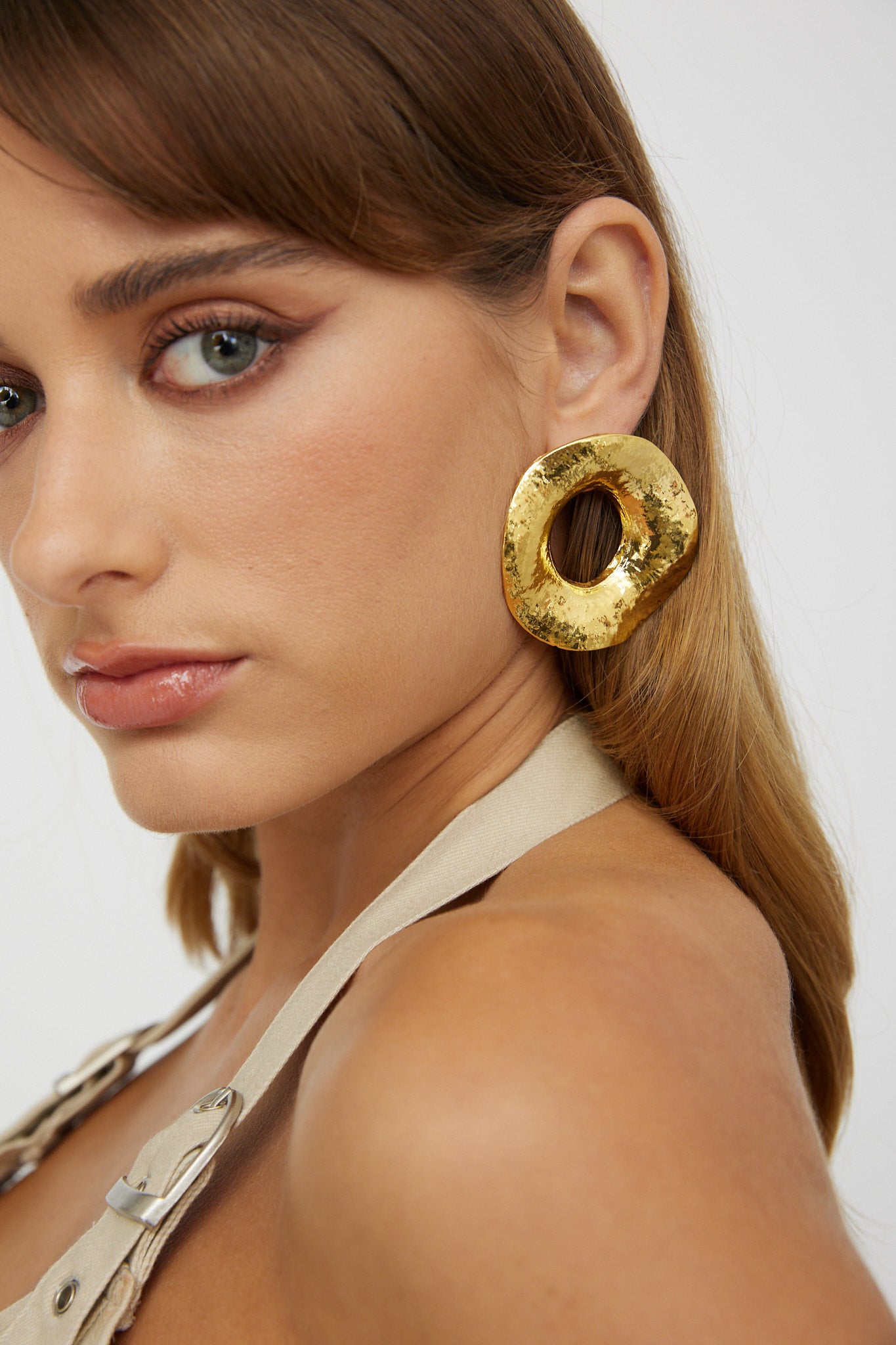Dahlia Large Round Earrings Gold by Selfie Leslie Australia