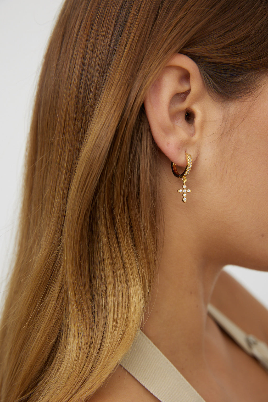 Salvation Zircon Cross Earrings Gold by Selfie Leslie Australia