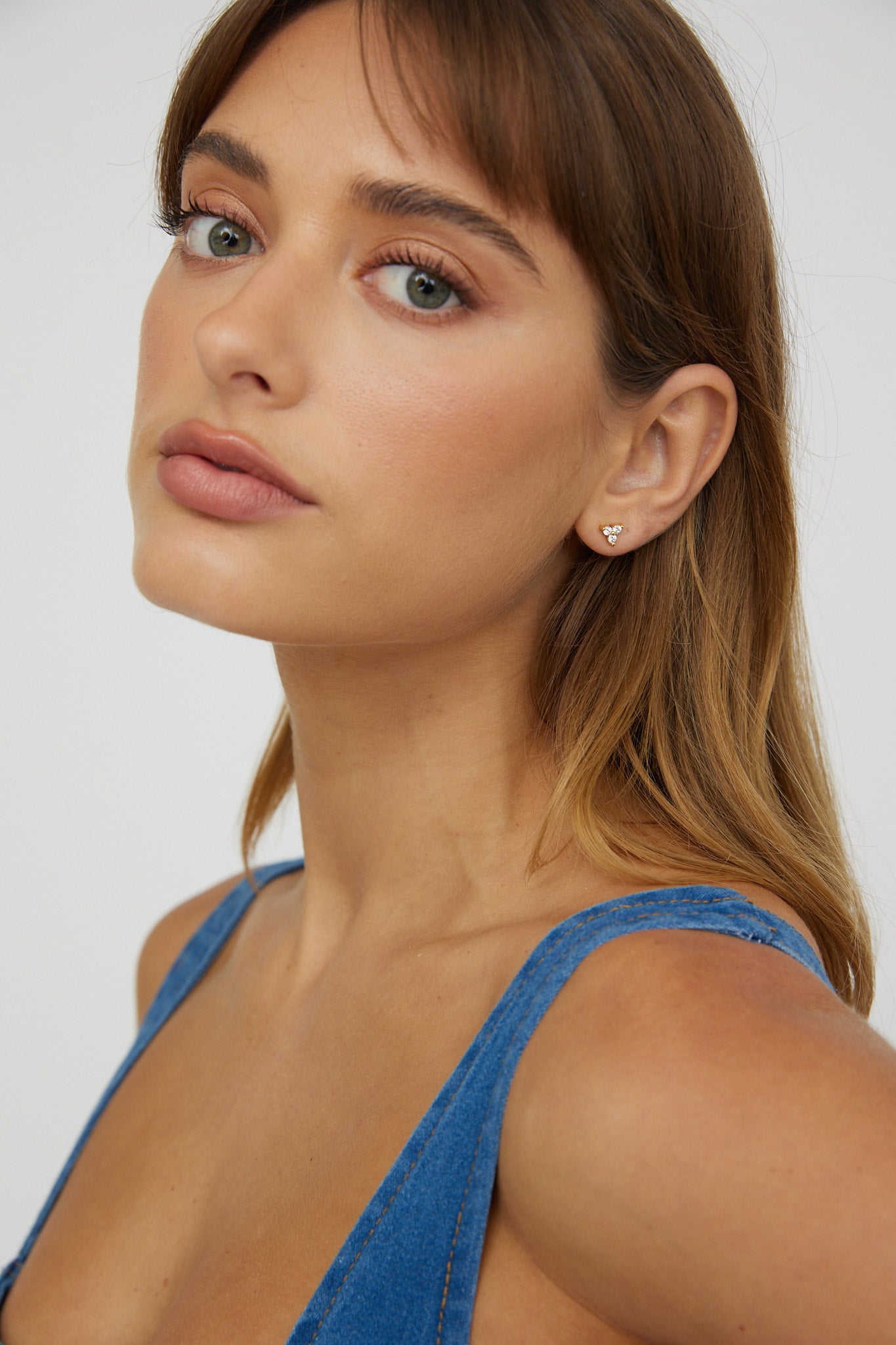 Trinity Zircon Stud Earrings Gold by Selfie Leslie Australia