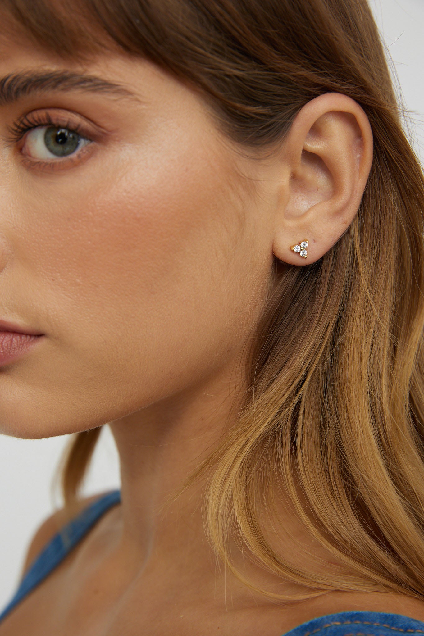 Trinity Zircon Stud Earrings Gold by Selfie Leslie Australia