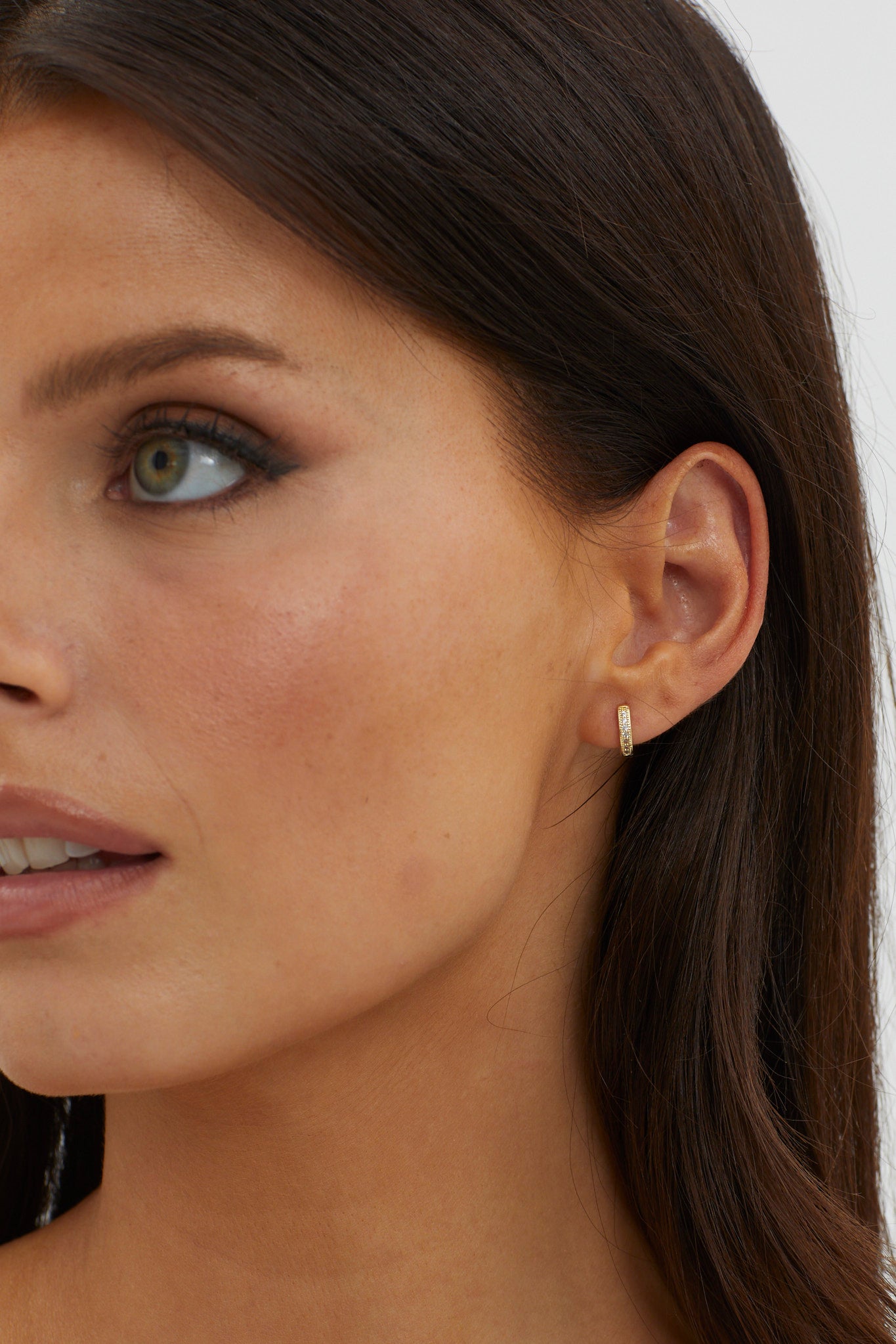 Zelda Zircon Pave Hoop Earrings Gold by Selfie Leslie Australia