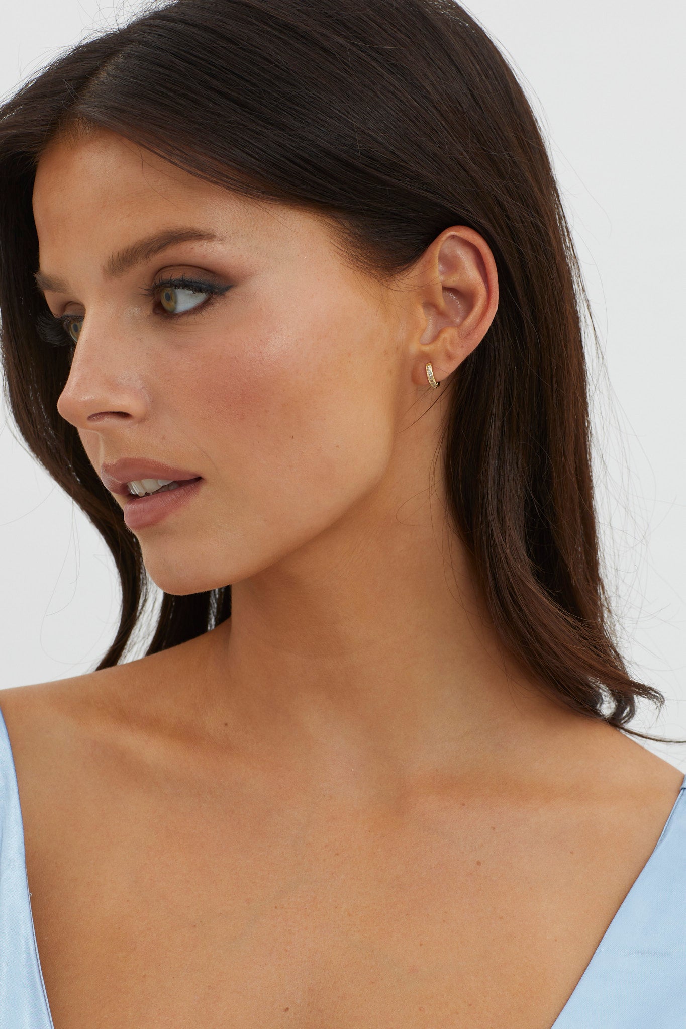 Zelda Zircon Pave Hoop Earrings Gold by Selfie Leslie Australia