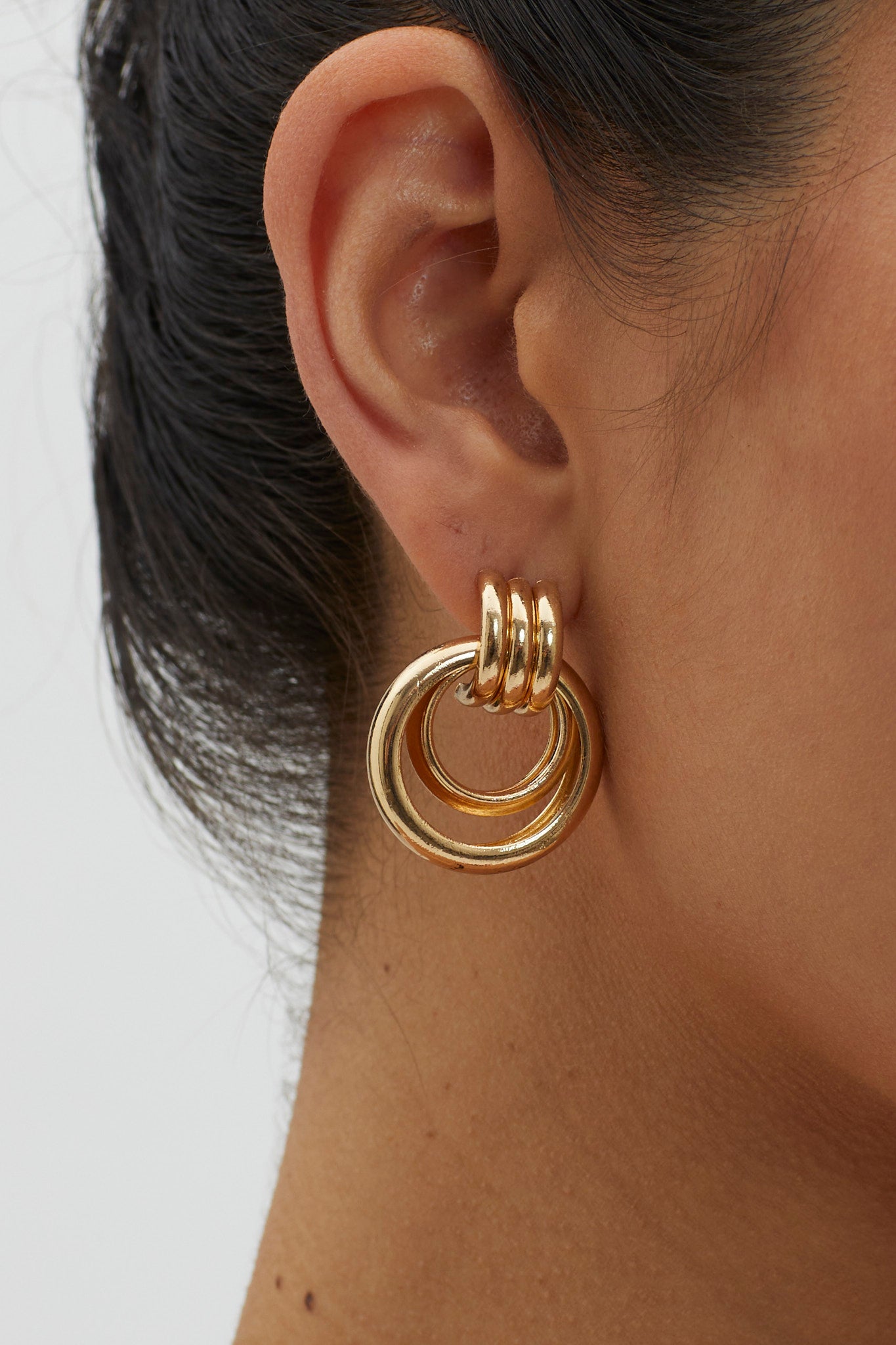 City Light Round Stud Earrings Gold by Selfie Leslie Australia