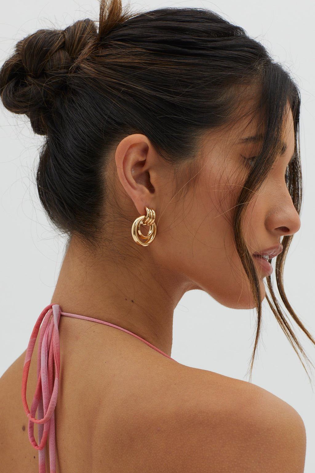 City Light Round Stud Earrings Gold by Selfie Leslie Australia