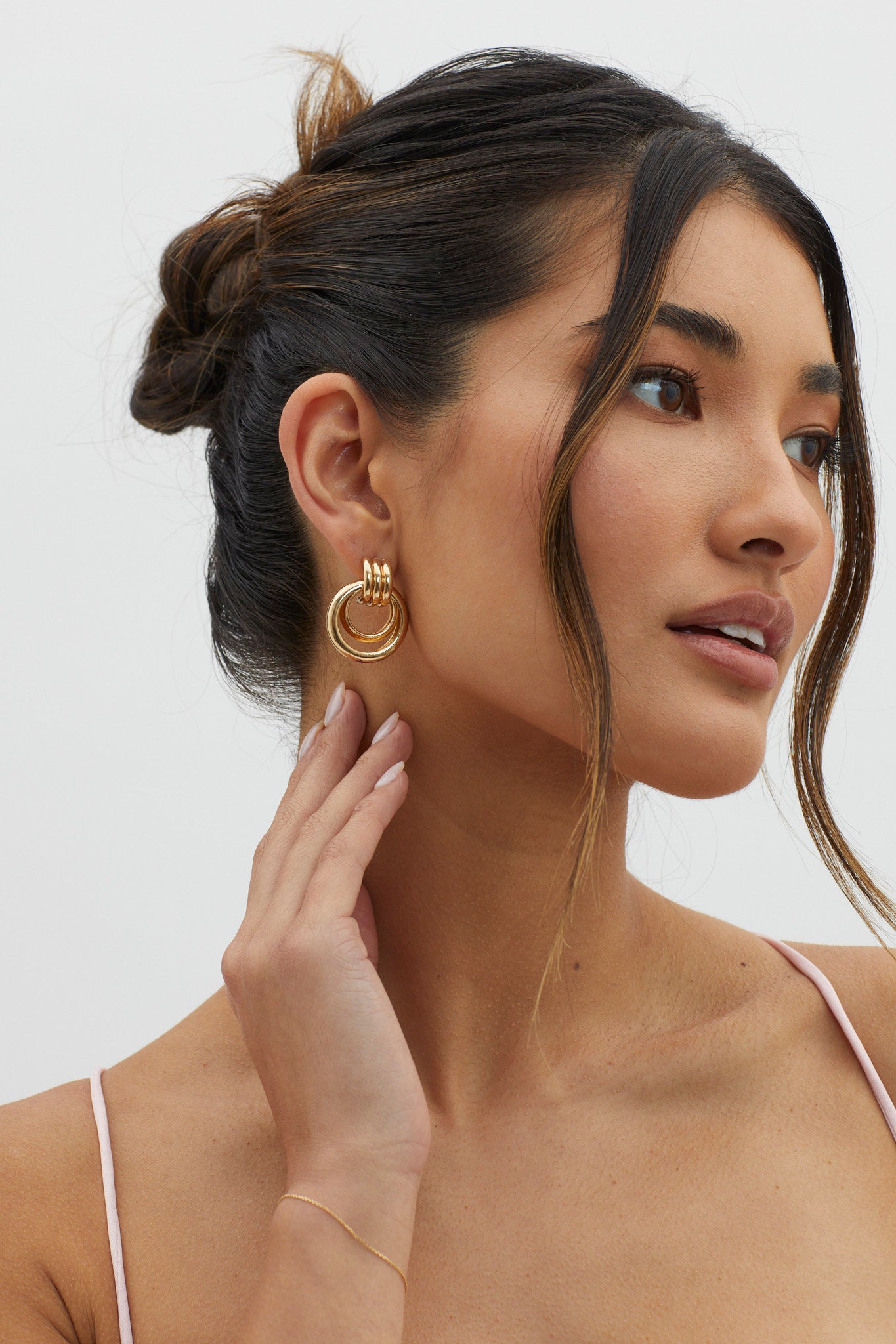 City Light Round Stud Earrings Gold by Selfie Leslie Australia
