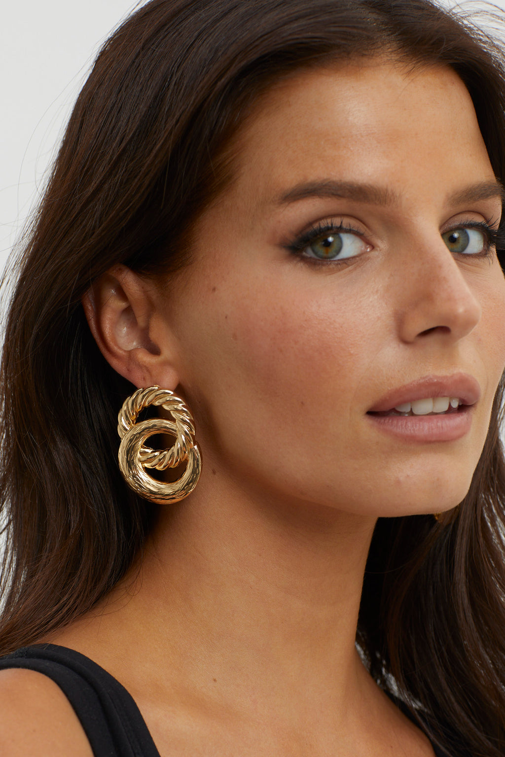 Myrah Large Double Circle Earrings Gold by Selfie Leslie Australia