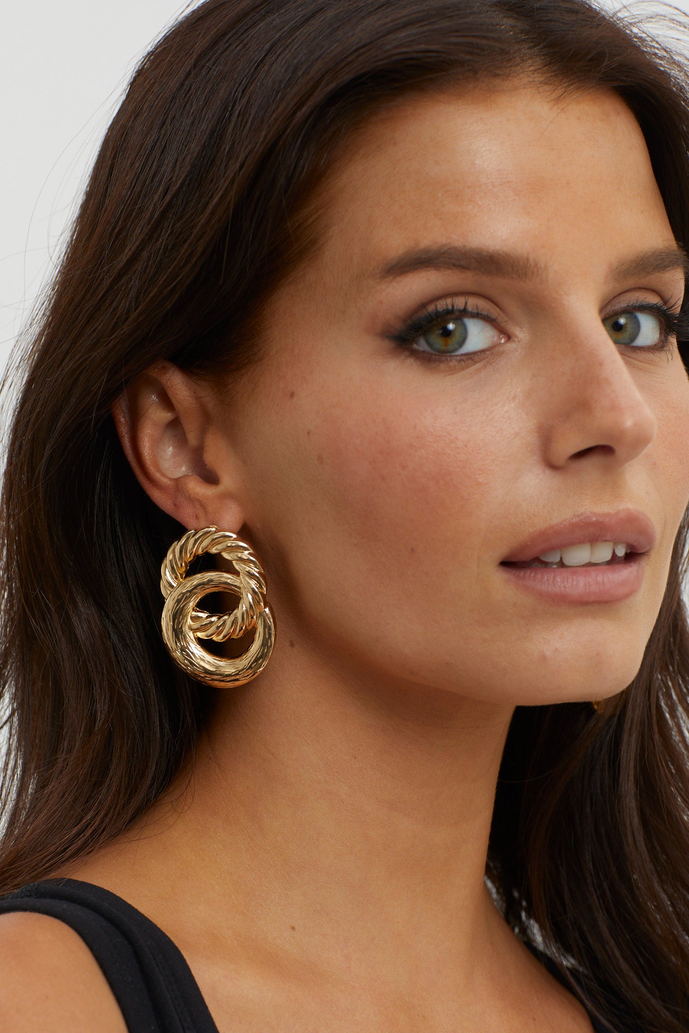 Myrah Large Double Circle Earrings Gold by Selfie Leslie Australia