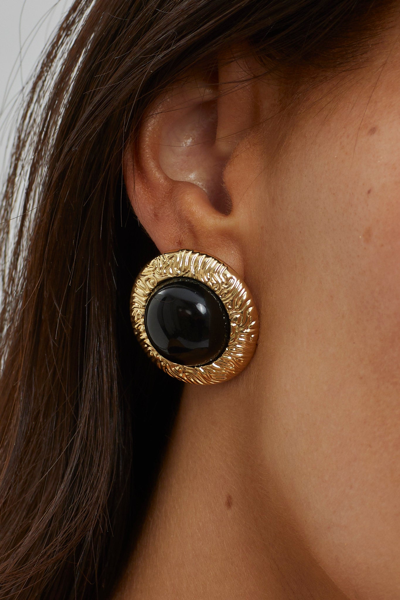 Misty Gold Dome Earrings Black by Selfie Leslie Australia