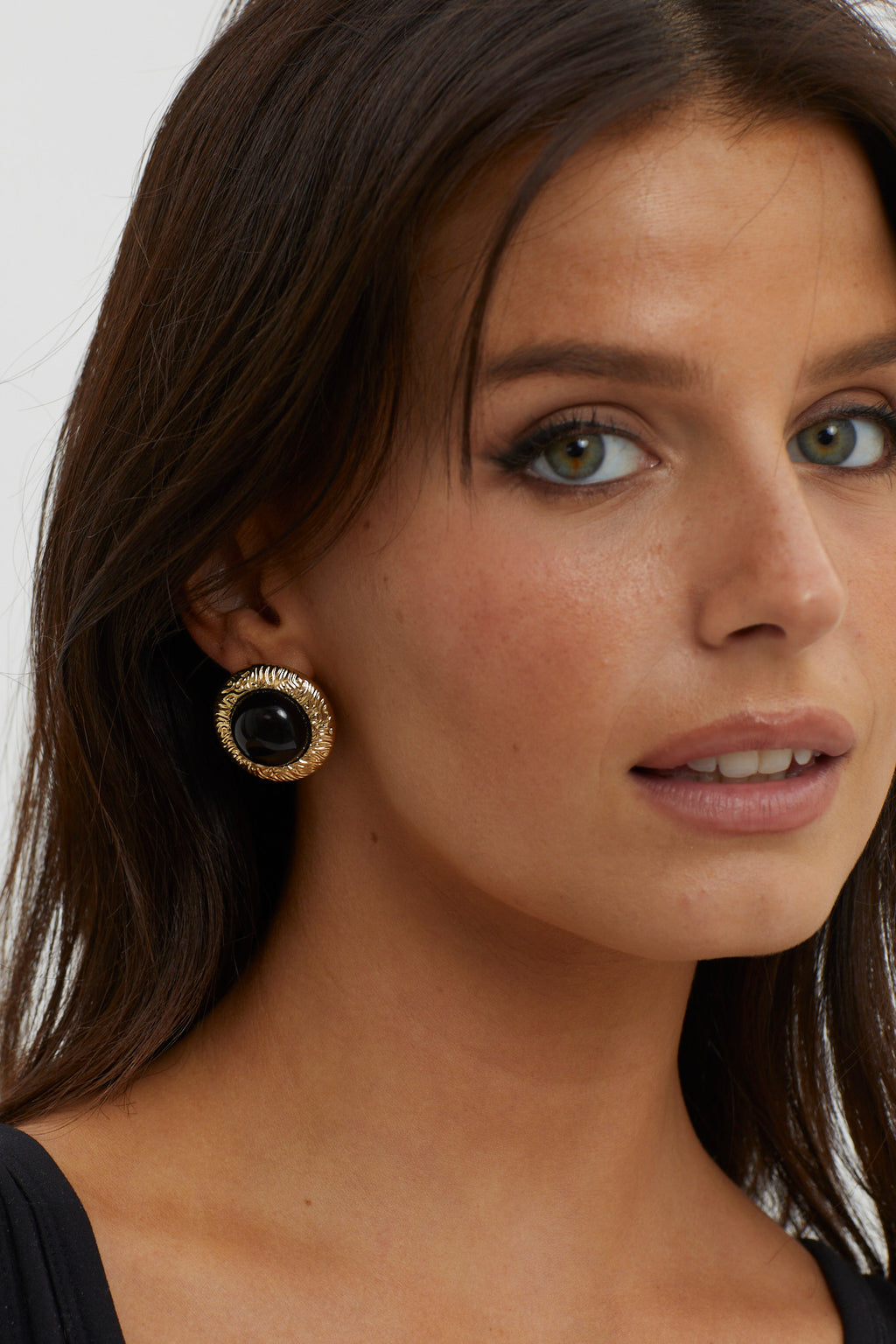 Misty Gold Dome Earrings Black by Selfie Leslie Australia