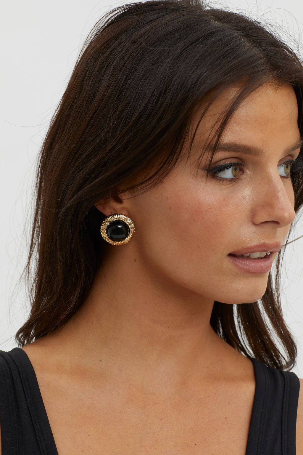 Misty Gold Dome Earrings Black by Selfie Leslie Australia