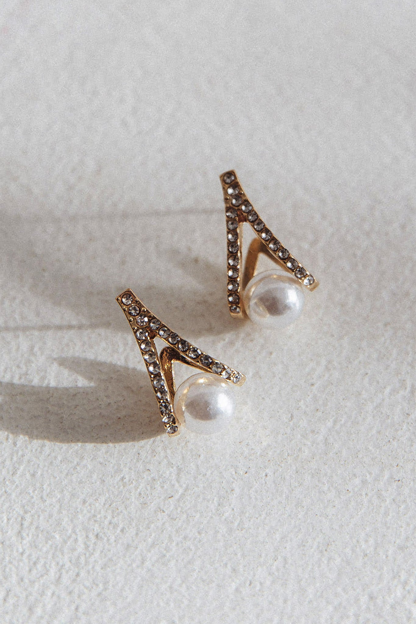 Smile Bright Pearl Zircon Stud Earrings Gold by Selfie Leslie Australia