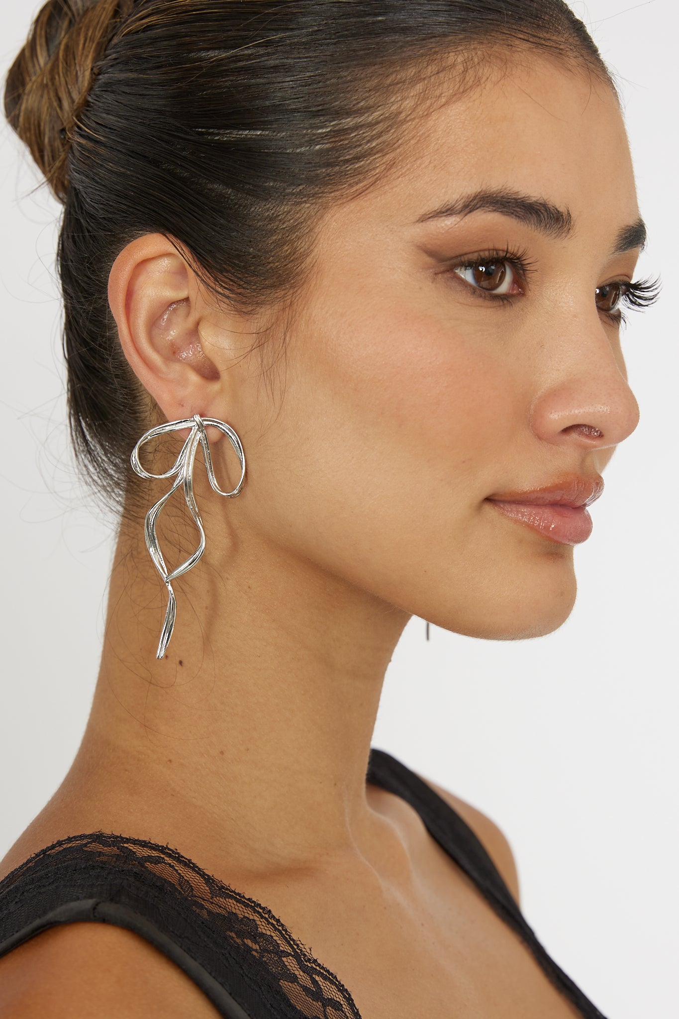 Salut Bow Earrings Silver by Selfie Leslie Australia