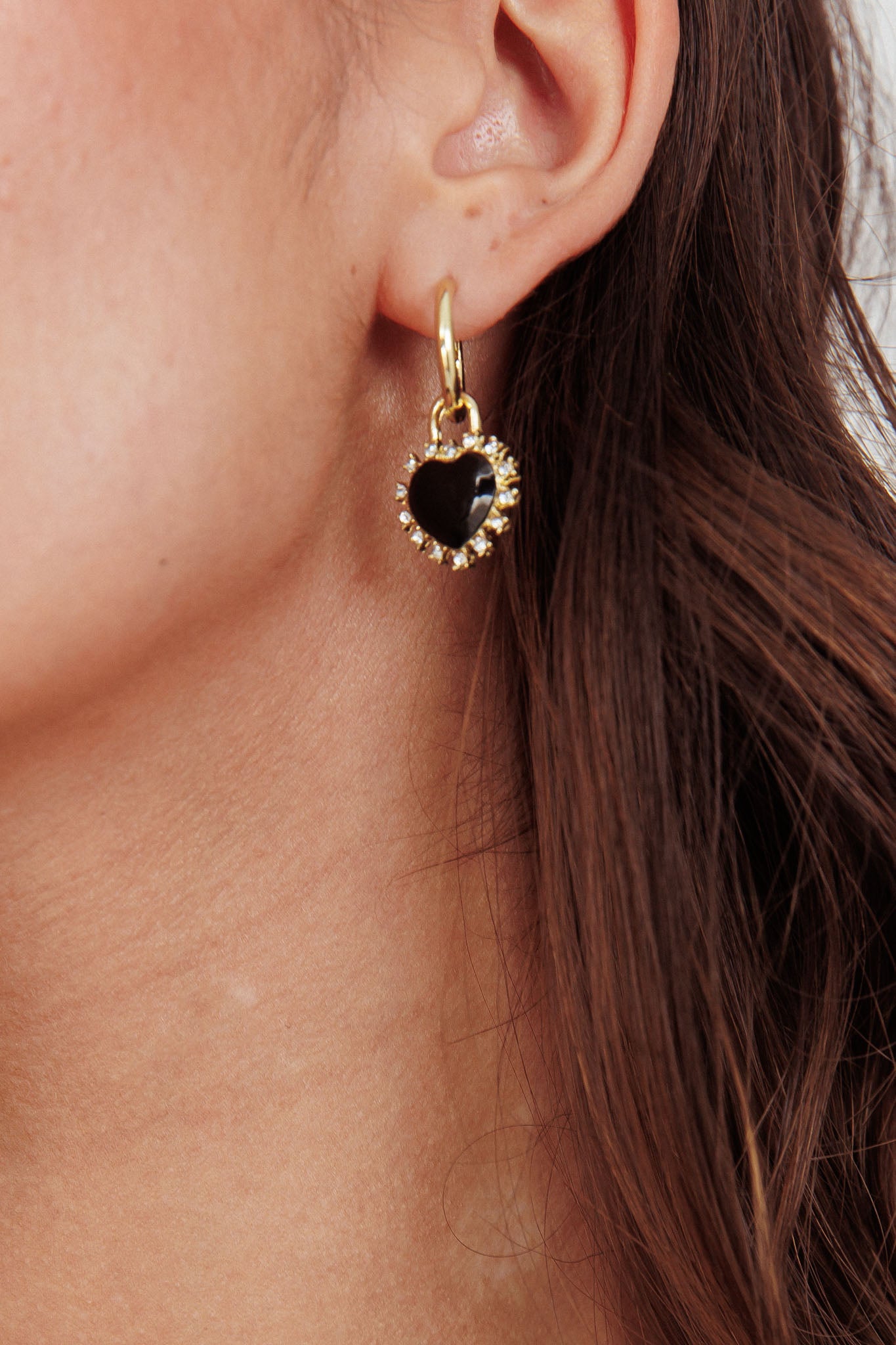 Lovers Enamel Heart Rhinestone Earrings Gold by Selfie Leslie Australia