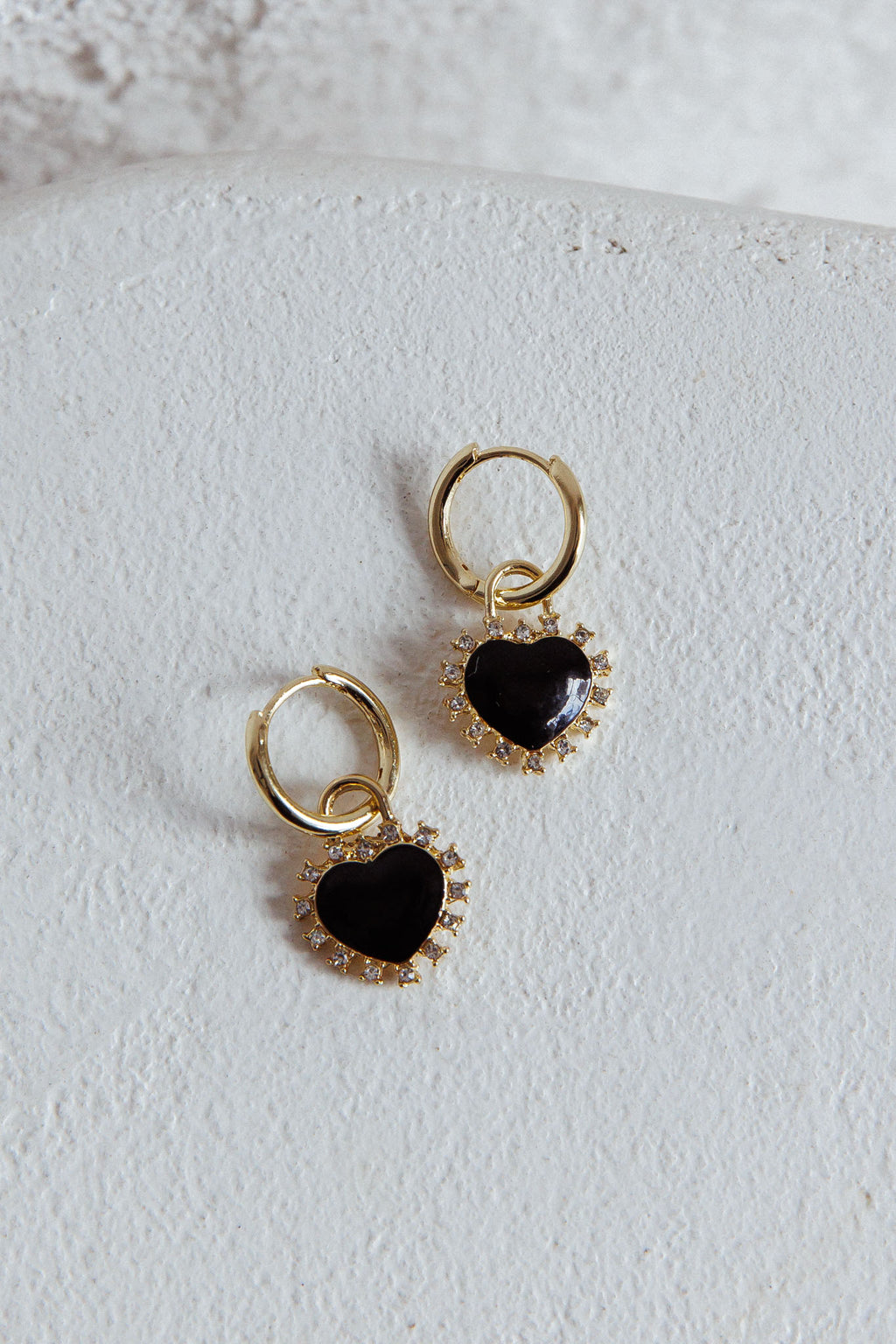 Lovers Enamel Heart Rhinestone Earrings Gold by Selfie Leslie Australia