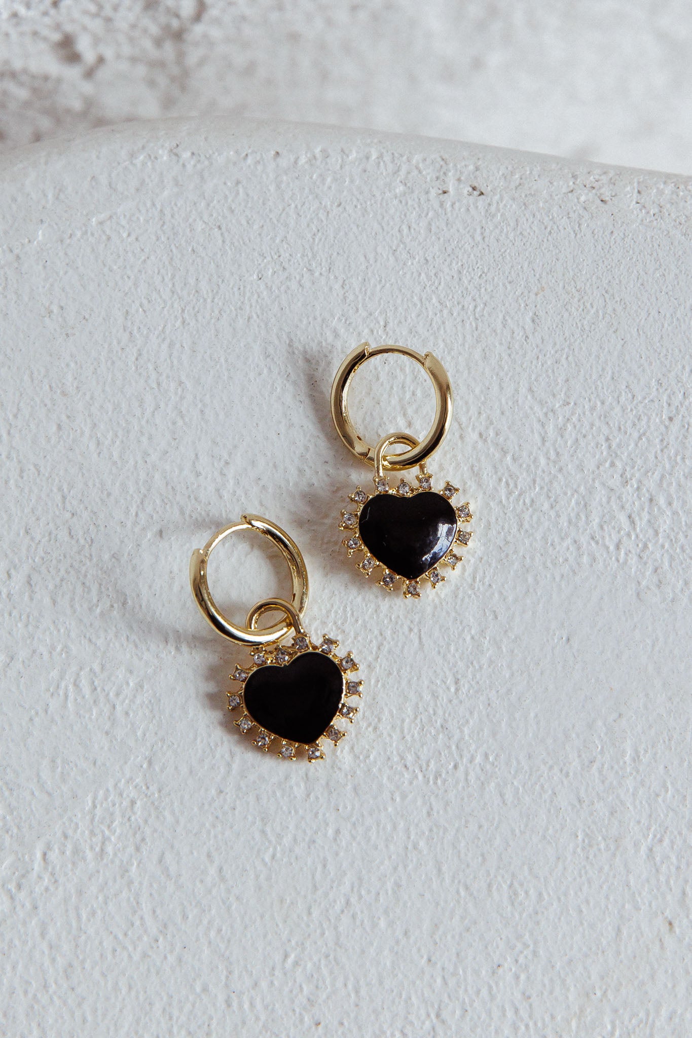 Lovers Enamel Heart Rhinestone Earrings Gold by Selfie Leslie Australia