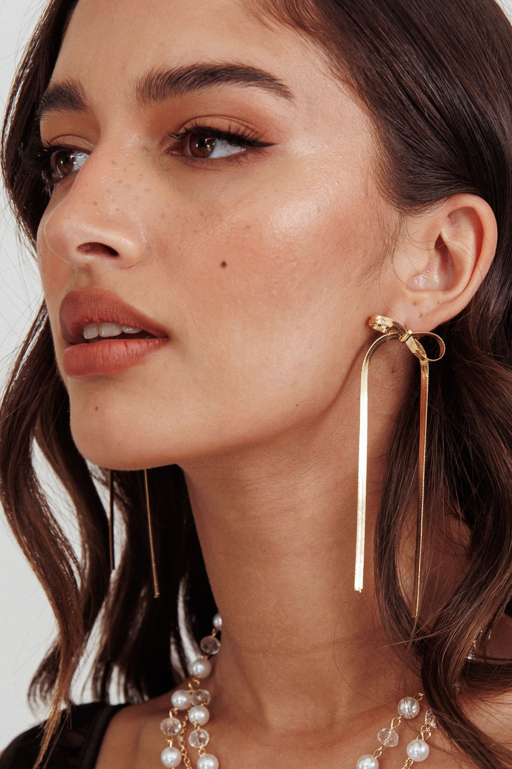 Macy Herringbone Bow Earrings Gold by Selfie Leslie Australia