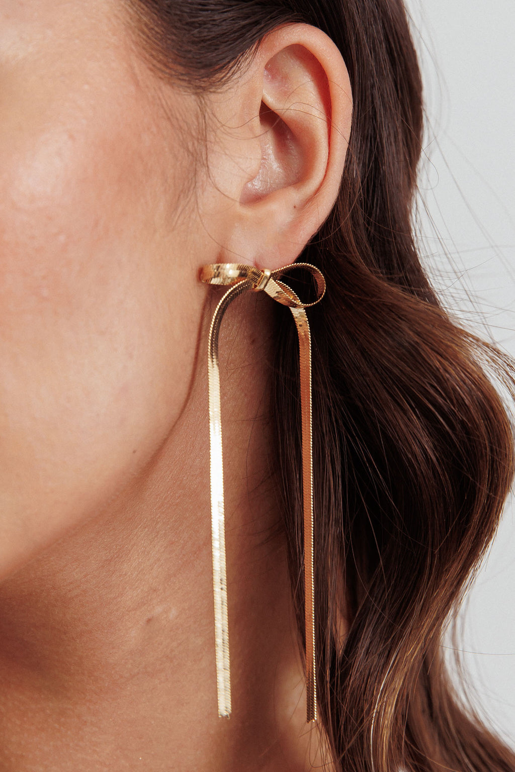 Macy Herringbone Bow Earrings Gold by Selfie Leslie Australia