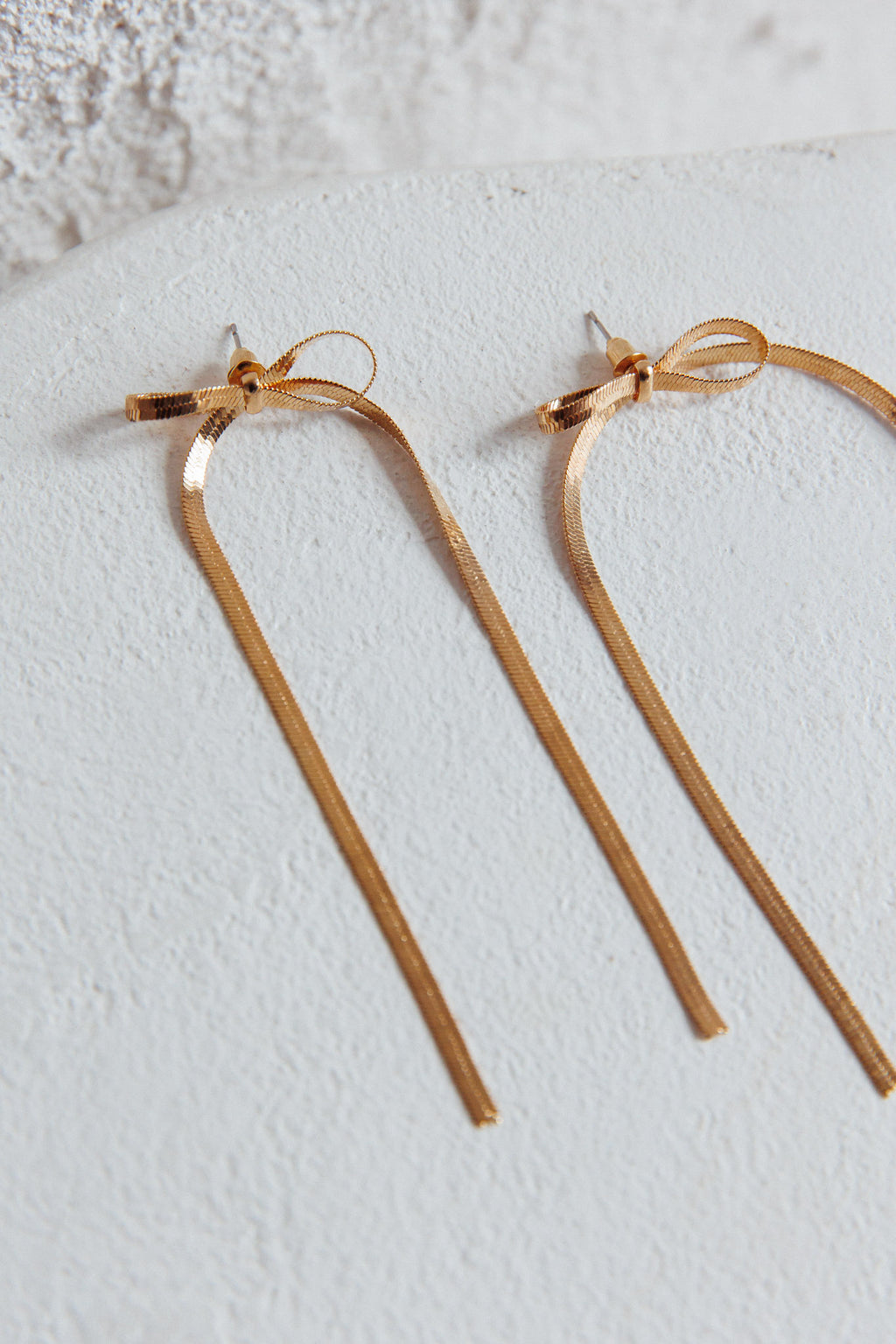 Macy Herringbone Bow Earrings Gold by Selfie Leslie Australia