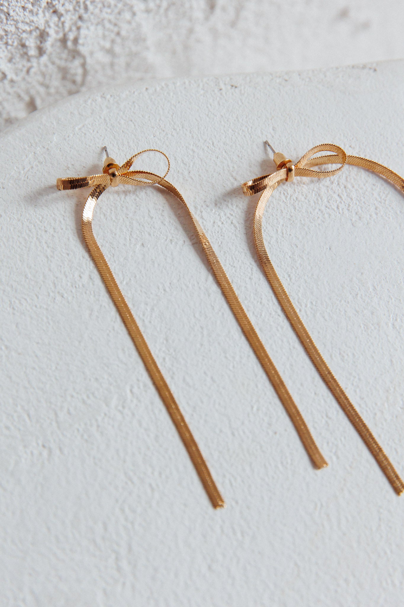 Macy Herringbone Bow Earrings Gold by Selfie Leslie Australia