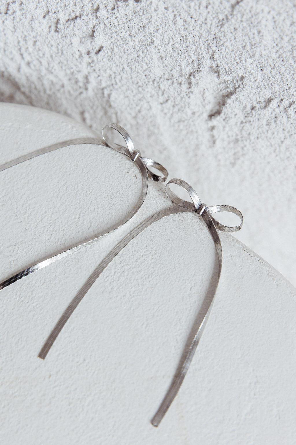 Macy Herringbone Bow Earrings Silver by Selfie Leslie Australia