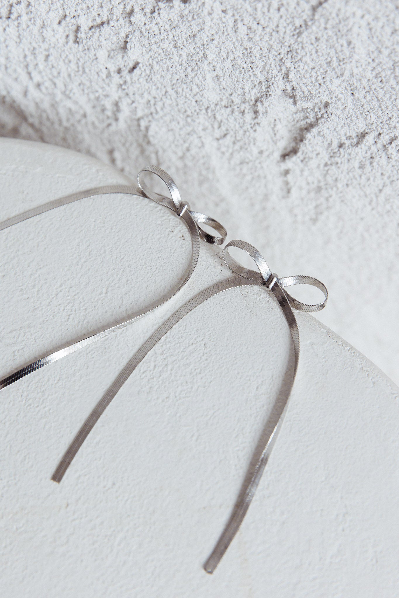 Macy Herringbone Bow Earrings Silver by Selfie Leslie Australia