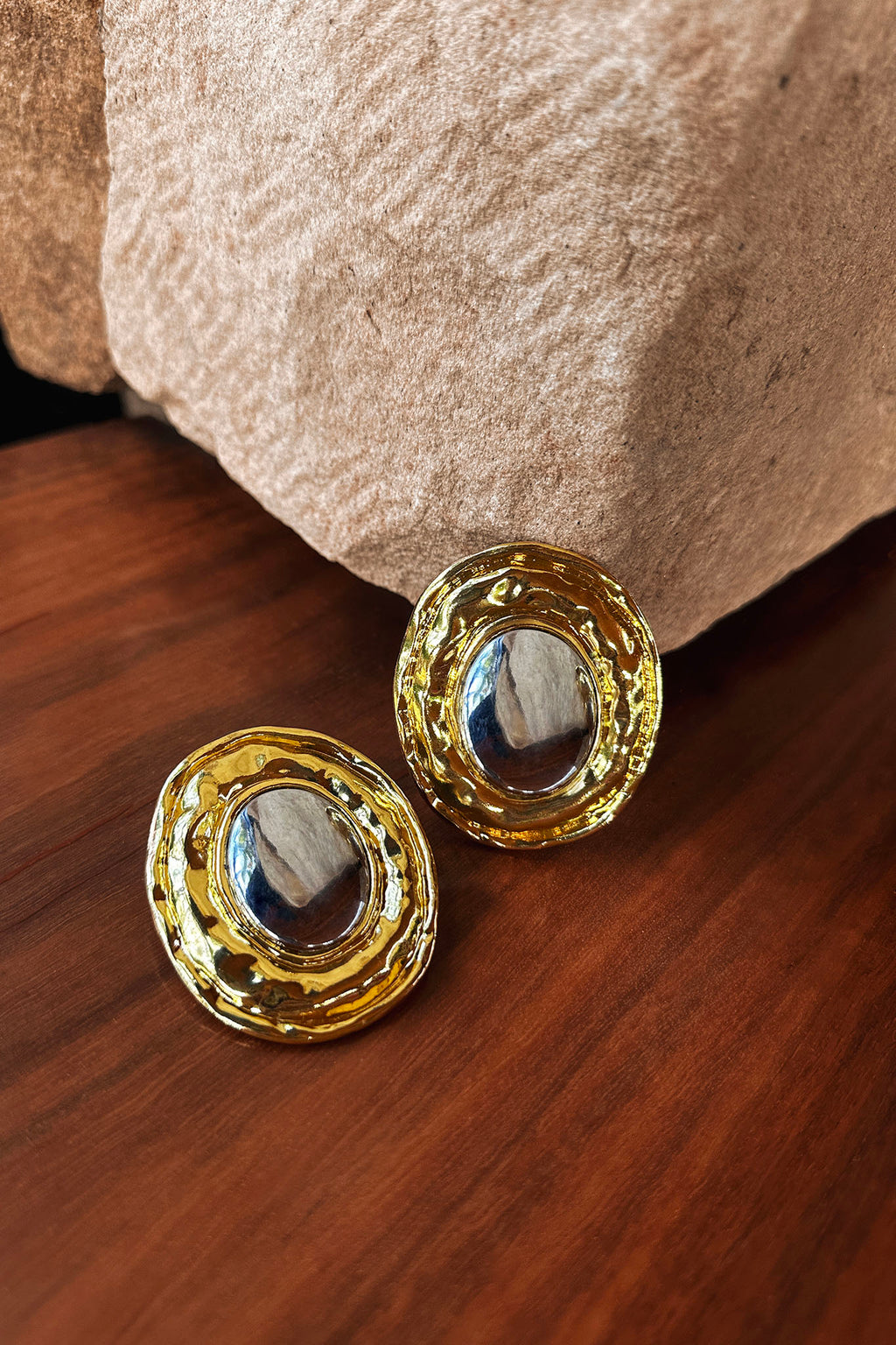 Achilles Two Toned Round Earrings Gold by Selfie Leslie Australia