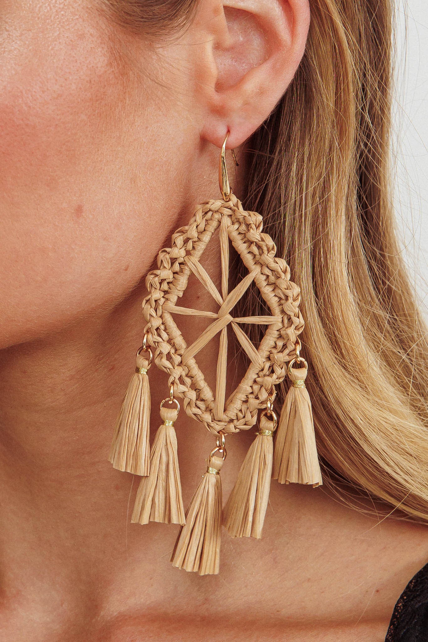 Immense Drop Woven Tassle Earrings Brown by Selfie Leslie Australia