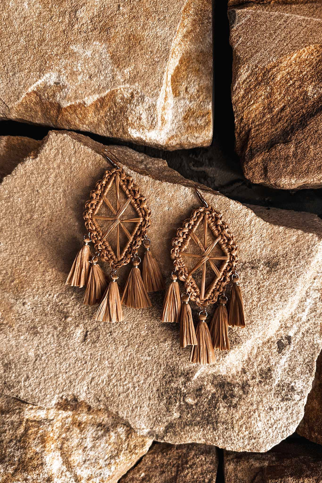 Immense Drop Woven Tassle Earrings Brown by Selfie Leslie Australia