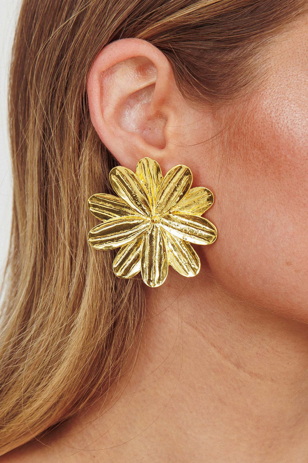 Lucid Drop Flower Earrings Gold by Selfie Leslie Australia