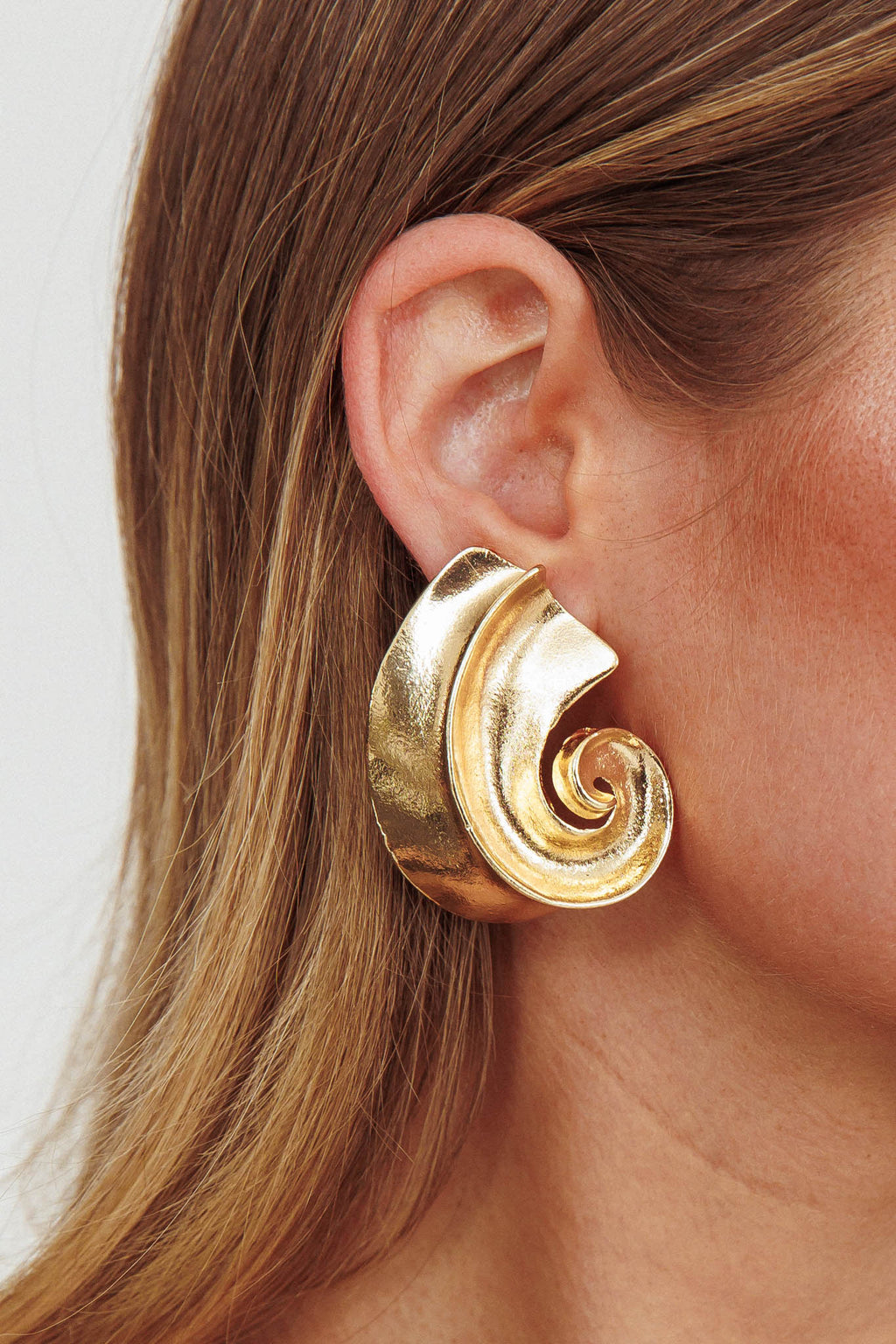Calypso Spiral Shell Earrings Gold by Selfie Leslie Australia