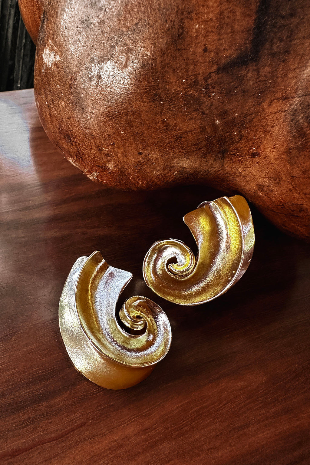 Calypso Spiral Shell Earrings Gold by Selfie Leslie Australia