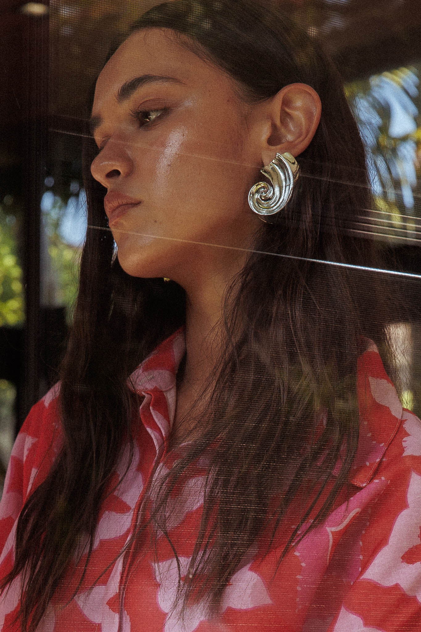 Calypso Spiral Shell Earrings Silver by Selfie Leslie Australia