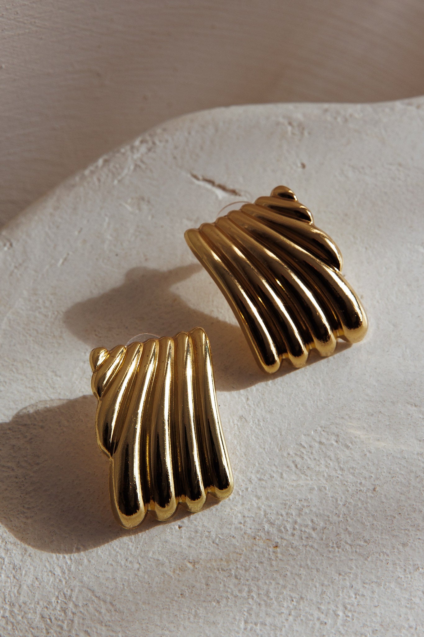 Wisdom Grooved Rectangle Earrings Gold by Selfie Leslie Australia