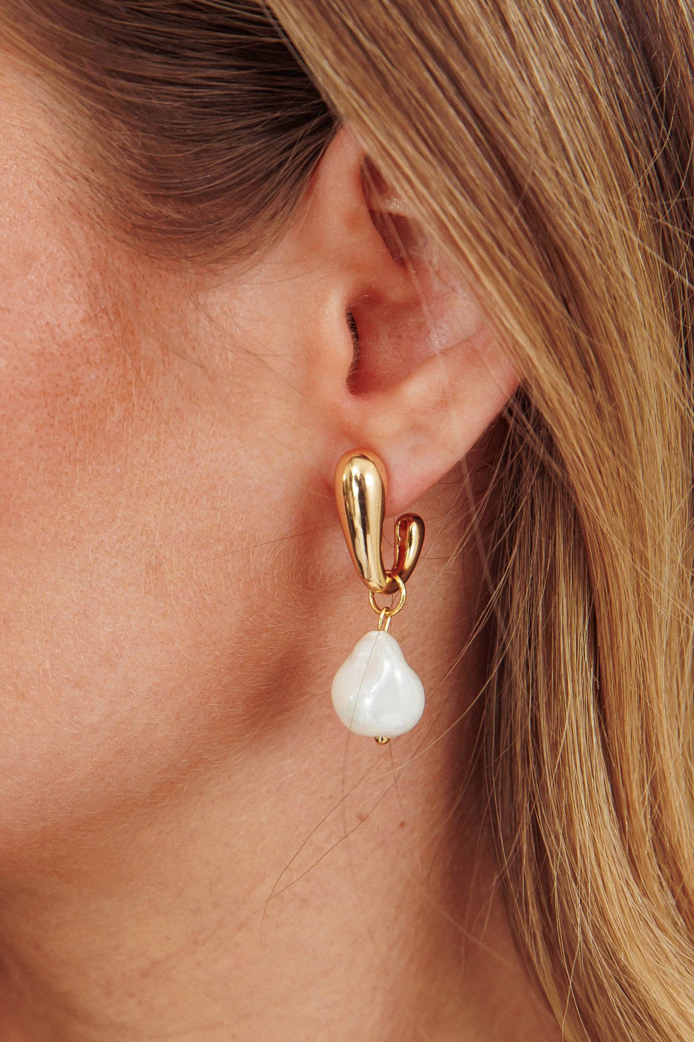 Celene Drop Pearl Earrings Gold by Selfie Leslie Australia