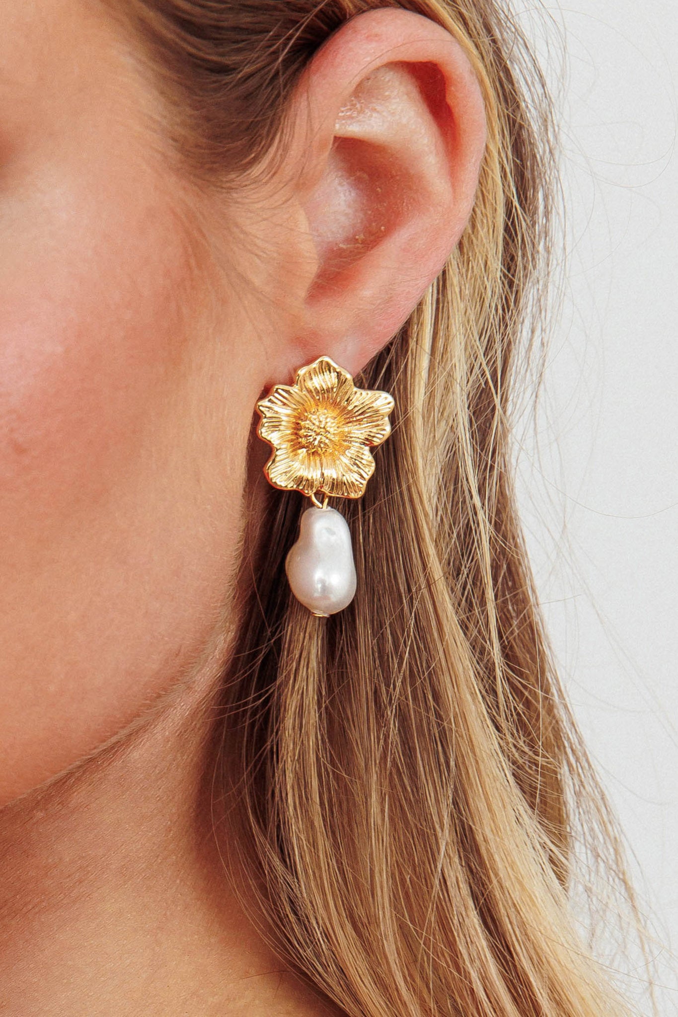 Camryn Drop Pearl Earrings Gold by Selfie Leslie Australia