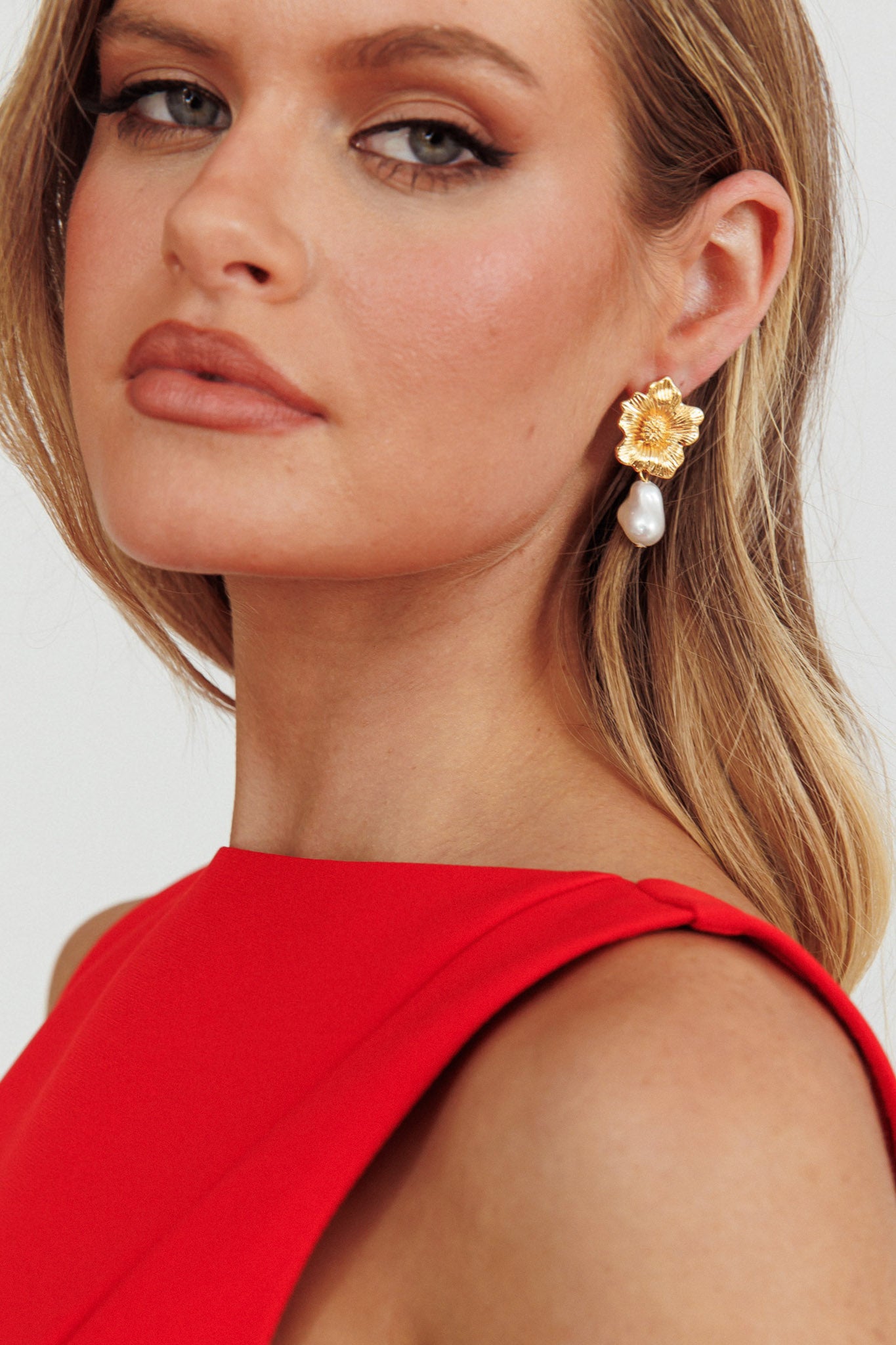 Camryn Drop Pearl Earrings Gold by Selfie Leslie Australia