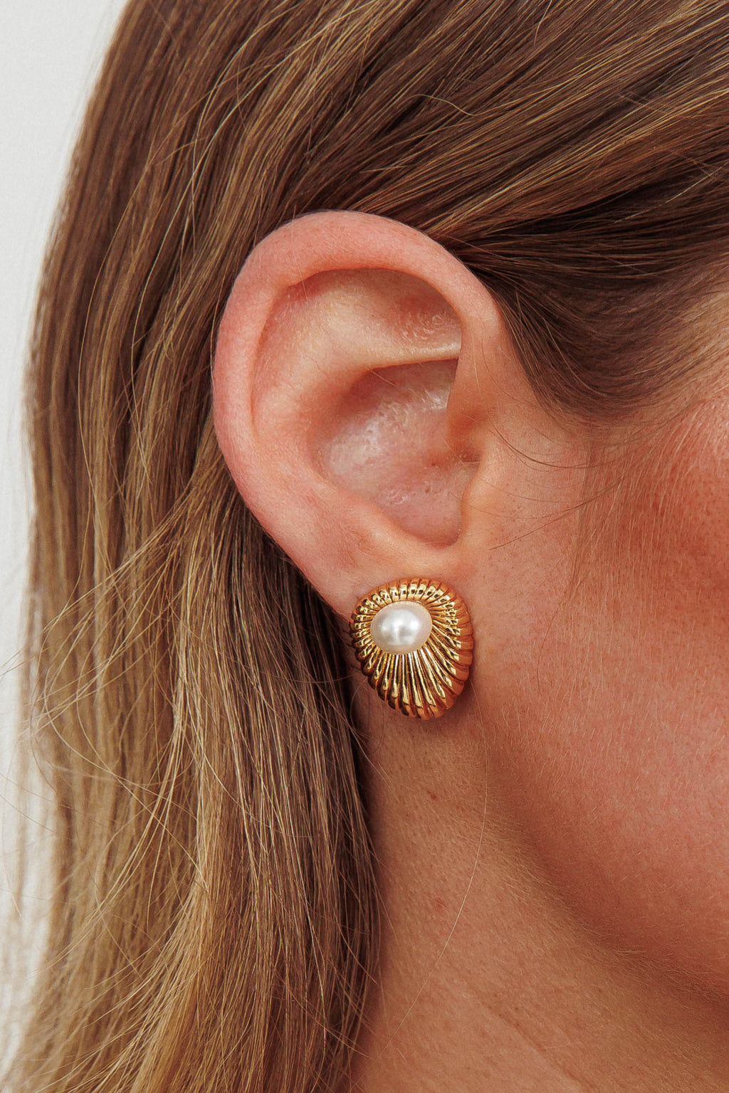 Anika Stud Pearl Earrings Gold by Selfie Leslie Australia