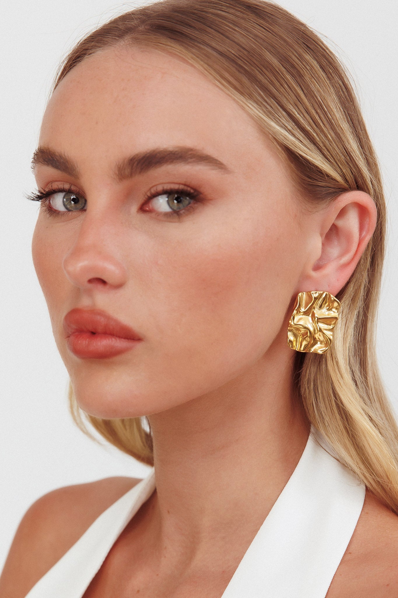 Trixi Crinkle Design Earrings Gold by Selfie Leslie Australia