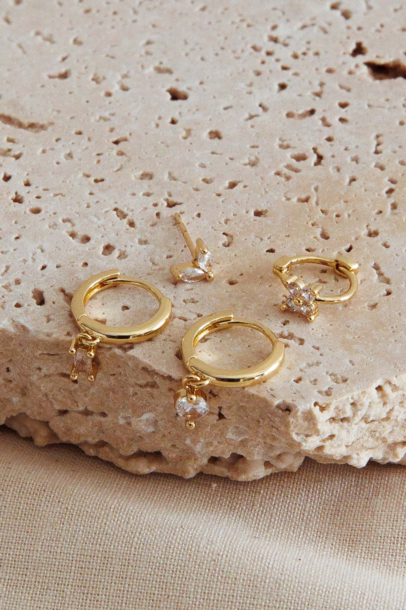 Treasures Crystal Accent Earrings Set Gold by Selfie Leslie Australia
