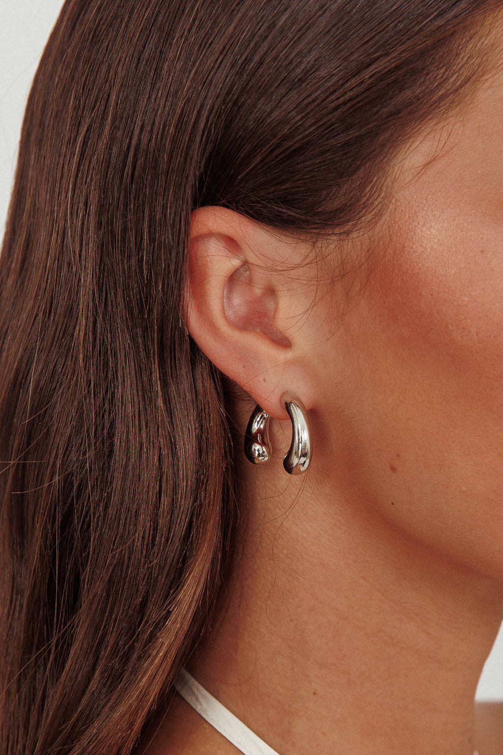 Chiara Half Hoop Stud Earrings Dark Silver by Selfie Leslie Australia