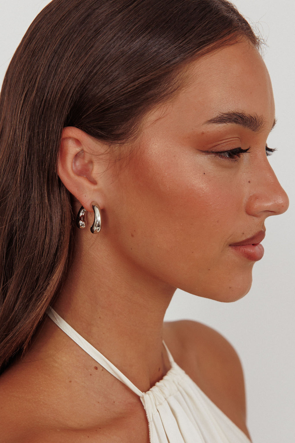 Chiara Half Hoop Stud Earrings Dark Silver by Selfie Leslie Australia