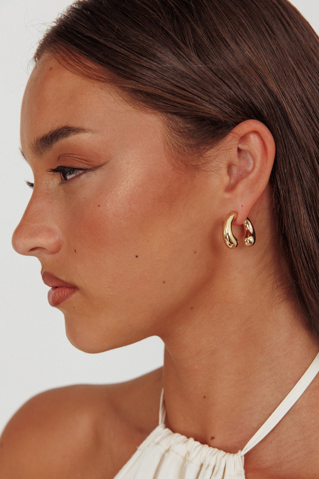 Chiara Half Hoop Stud Earrings Gold by Selfie Leslie Australia