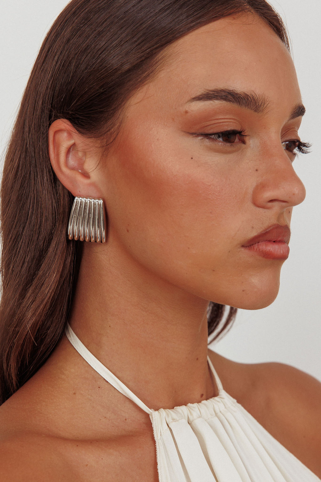 Parker Ridged Geometric Earrings Dark Silver by Selfie Leslie Australia
