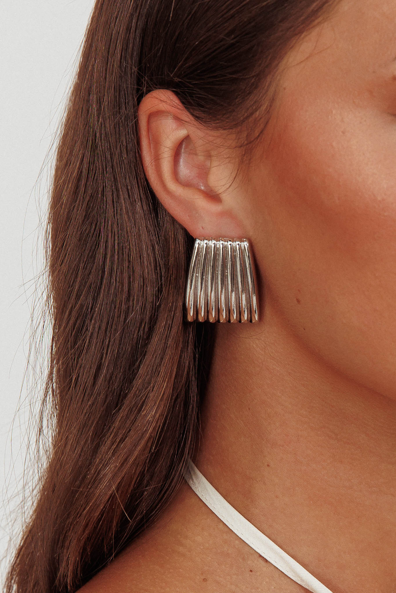 Parker Ridged Geometric Earrings Dark Silver by Selfie Leslie Australia