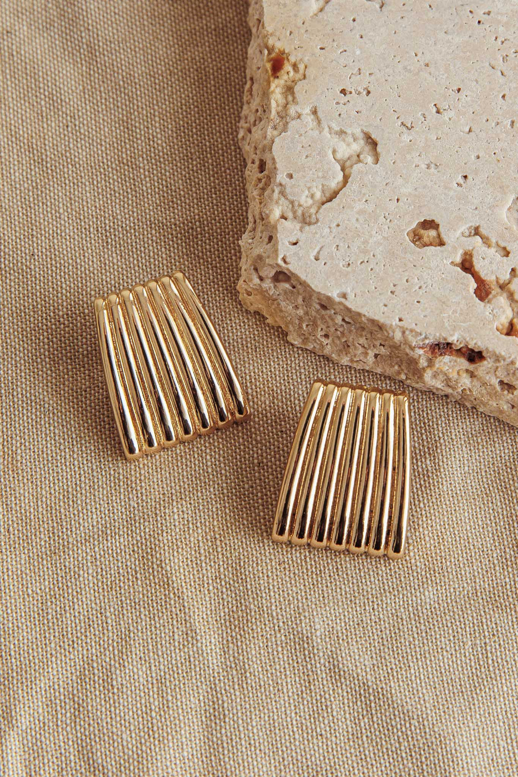 Parker Ridged Geometric Earrings Gold by Selfie Leslie Australia