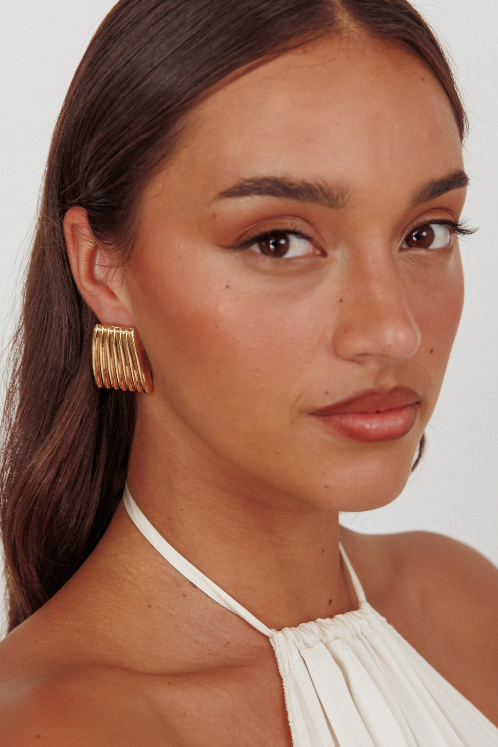 Parker Ridged Geometric Earrings Gold by Selfie Leslie Australia