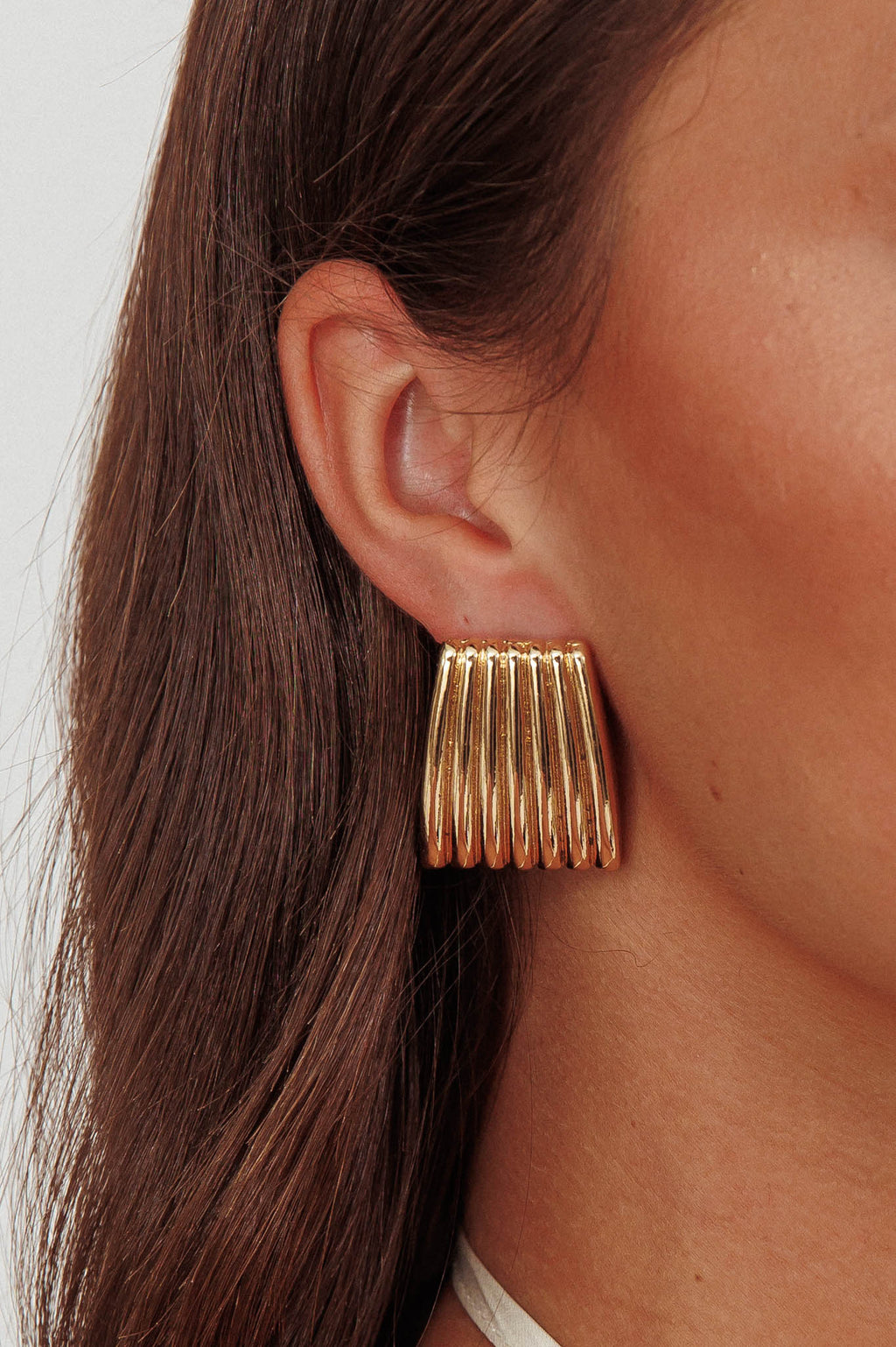 Parker Ridged Geometric Earrings Gold by Selfie Leslie Australia