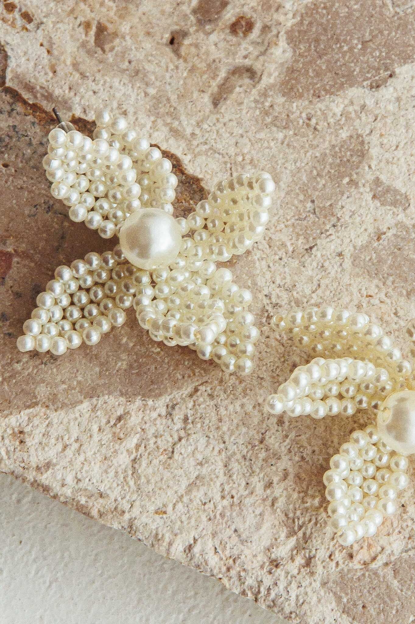 Kaley Flower Earrings Pearl by Selfie Leslie Australia