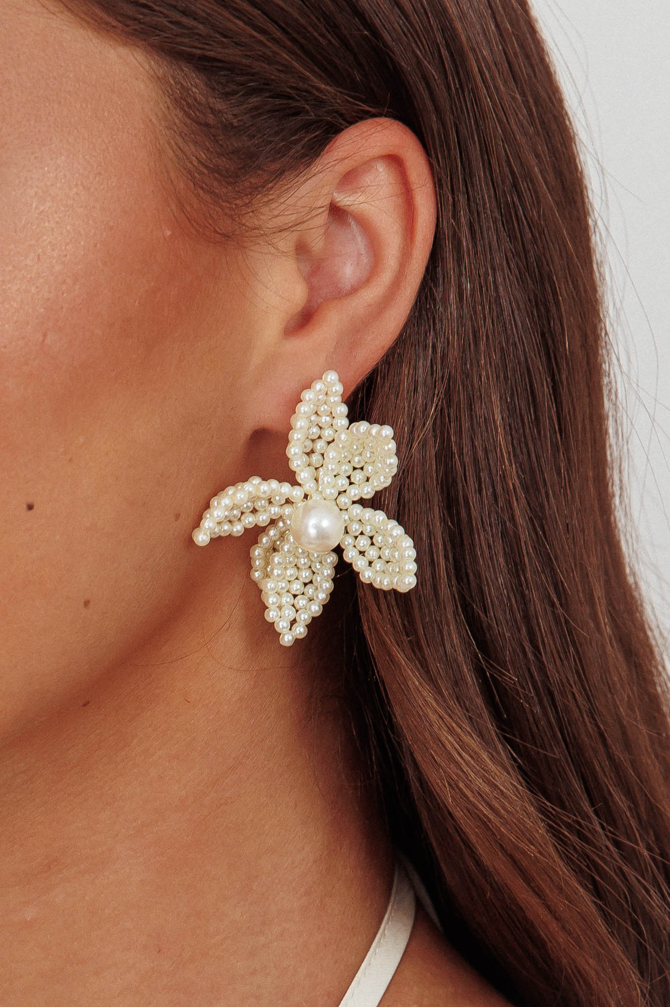Kaley Flower Earrings Pearl by Selfie Leslie Australia